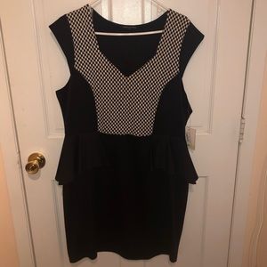 FTF: B/W Ponte Peplum Dress
